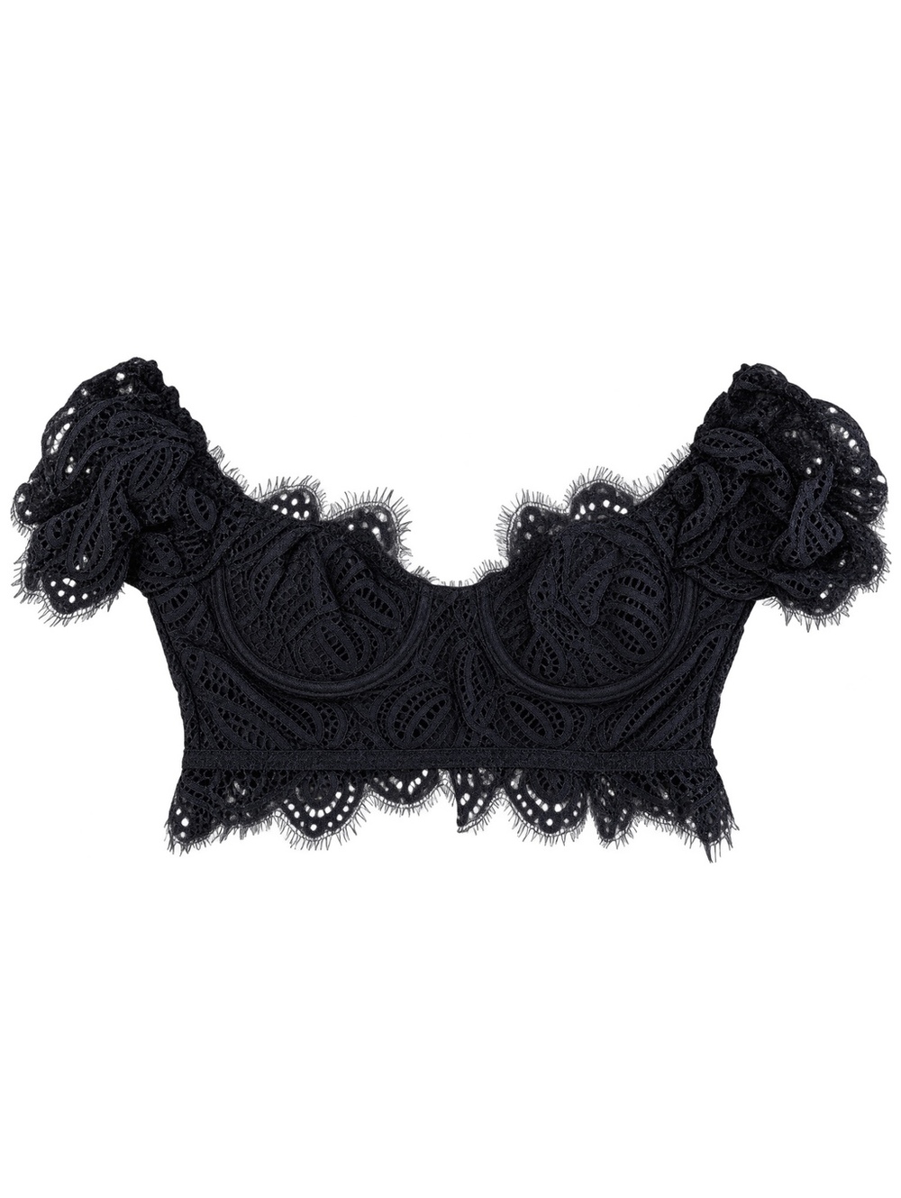 LEAU Amora Black Lace Corset Bustier Top S Whimsigoth Romantic Goth Coquette